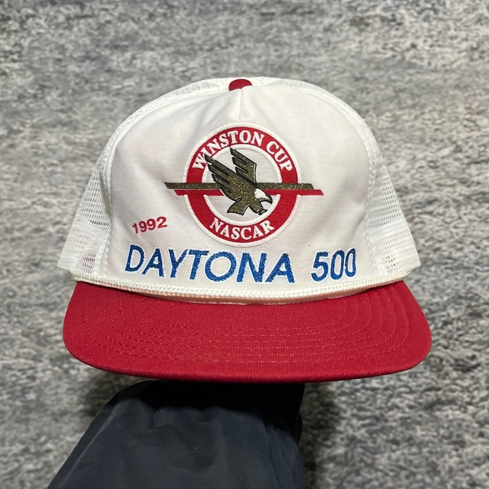 Winston Daytona 500 Trucker Hat in White and Red